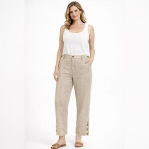 LINEN (100%) beach ankle pants with a slight shimmer in fabric size 28 waist NWT